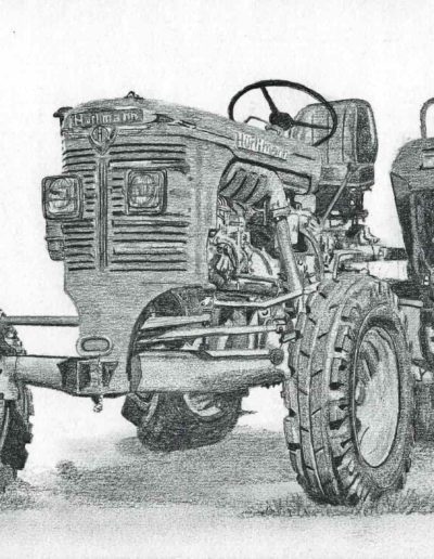 Tracteur | dessin au crayon graphite | Atelier Montagn'art | Claudine Rime