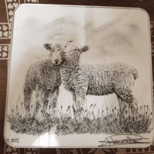 Boîte agneaux | Atelier Montagn'Art | dessin au crayon graphite | Claudine Rime