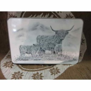Boîte vache highland | Atelier Montagn'Art | dessin au crayon graphite | Claudine Rime