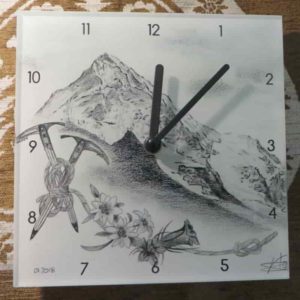 Horloge Dent Blanche | Atelier Montagn'Art | dessin au crayon graphite | Claudine Rime