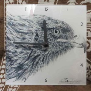 Horloge aigle | Atelier Monatgn'Art | dessin au crayon graphite | Claudine Rime