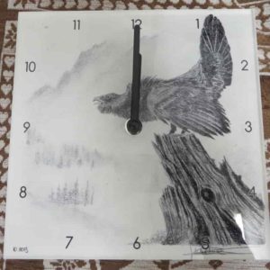 Horloge coq de bruyère | Atelier Monatgn'Art | dessin au crayon graphite | Claudine Rime