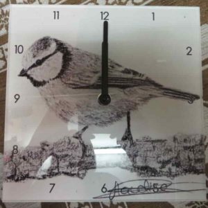 Horloge mésange | Atelier Monatgn'Art | dessin au crayon graphite | Claudine Rime