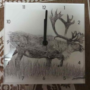 Horloge renne | Atelier Monatgn'Art | dessin au crayon graphite | Claudine Rime