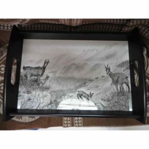 plateau troupeau de chamois | Atelier Montagn'Art | dessin au crayon graphite | Claudine Rime