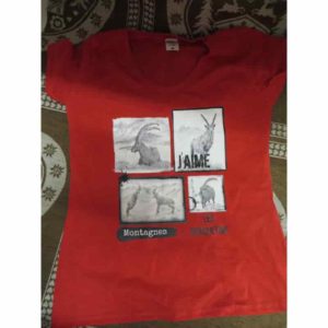 t-shirt bouquetins | Atelier Montagn'Art | dessin au crayon graphite | Claudine Rime