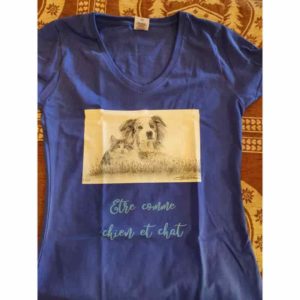 t-shirt comme chien et chat | Atelier Montagn'Art | dessin au crayon graphite | Claudine Rime