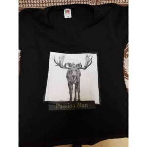 t-shirt élan | Atelier Montagn'Art | dessin au crayon graphite | Claudine Rime