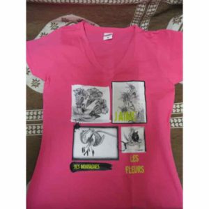 t-shirt fleurs des montagnes | Atelier Montagn'Art | dessin au crayon graphite | Claudine Rime