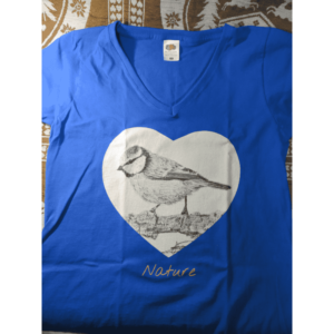 t-shirt mésange | Atelier Montagn'Art | dessin au crayon graphite | Claudine Rime