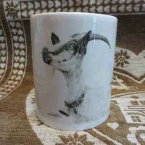 tasse chèvre rayée des grisons | Atelier Montagn'Art | dessin au crayon graphite | Claudine Rime