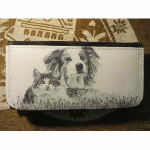 portemonnaie chien et chat | Atelier Montagn'Art | dessin au crayon graphite | Claudine Rime