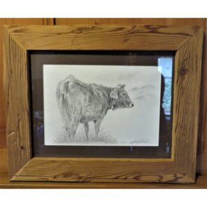 tableau vache grise | Atelier Montagn'Art | dessin au crayon graphite | Claudine Rime