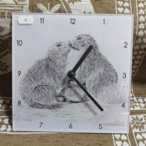 Horloge marmottes | Atelier Monatgn'Art | dessin au crayon graphite | Claudine Rime