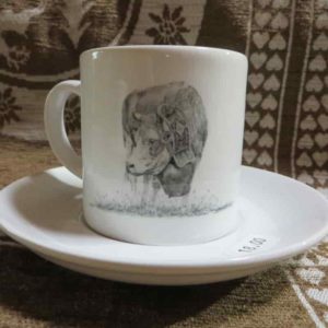 tasse à café vache simmental | Atelier Montagn'Art | dessin au crayon graphite | Claudine Rime