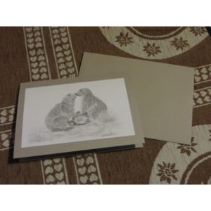 carte bisous entre marmottes | Atelier Montagn'Art | dessin au crayon graphite | Claudine Rime