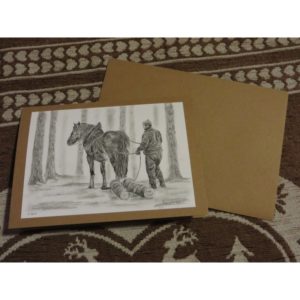 carte cheval qui débarde | Atelier Montagn'Art | dessin au crayon graphite | Claudine Rime