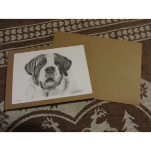 carte chien st bernard | Atelier Montagn'Art | dessin au crayon graphite | Claudine Rime