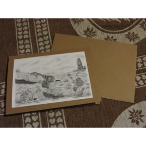 carte famille de marmottes | Atelier Montagn'Art | dessin au crayon graphite | Claudine Rime