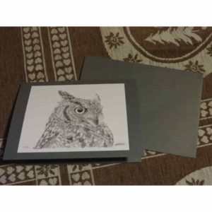 carte hibou | Atelier Montagn'Art | dessin au crayon graphite | Claudine Rime