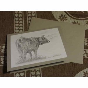 carte vache grise | Atelier Montagn'Art | dessin au crayon graphite | Claudine Rime