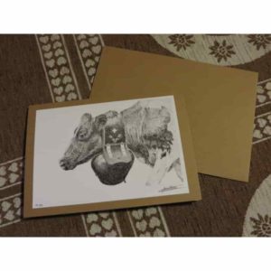 carte vache orchidée | Atelier Montagn'Art | dessin au crayon graphite | Claudine Rime