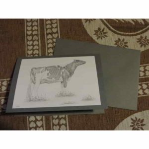 carte vache red-holstein | Atelier Montagn'Art | dessin au crayon graphite | Claudine Rime